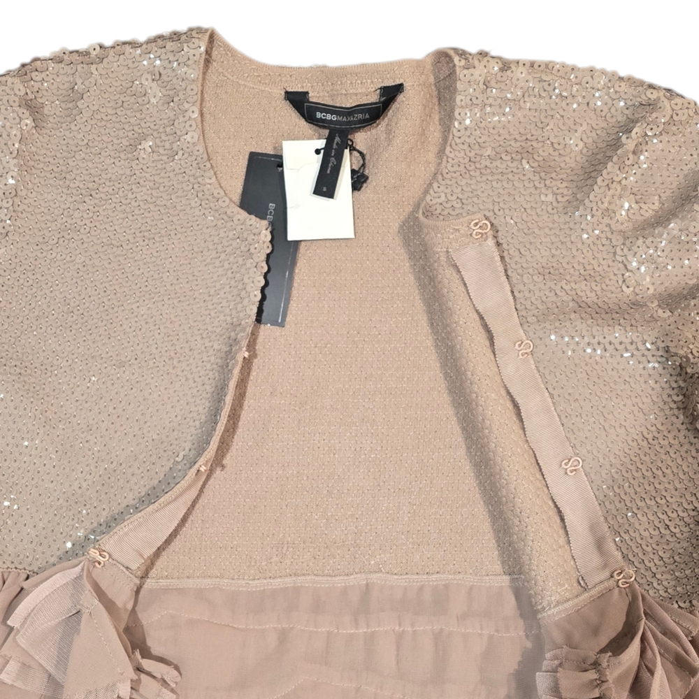 BCBGMaxAzria Kids Sequin Blazer with Ruffle Trim - Tan - Picture 4 of 4